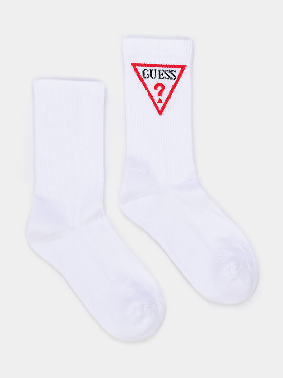 Șosete sport albe ELLEN cu imprimeu logo - 1