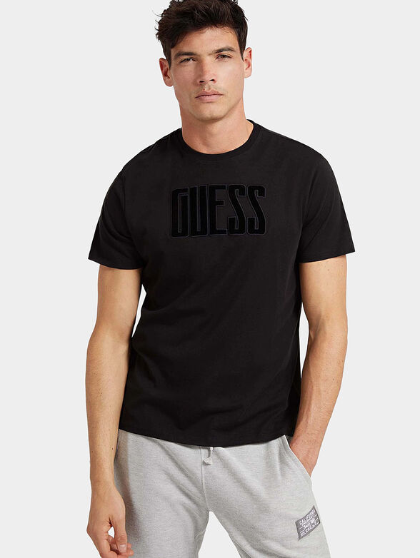 T-shirt with velvet logo inscription - 1