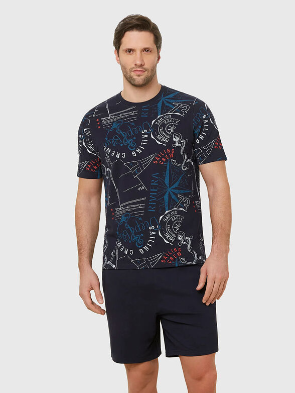RIVIERA CLUB dark blue two-piece pyjamas with print  - 1