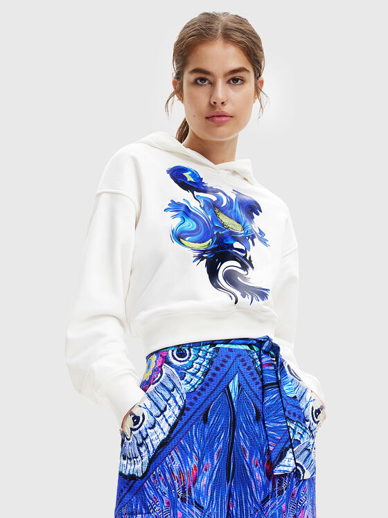 FLOWY cotton sweatshirt with print - 1