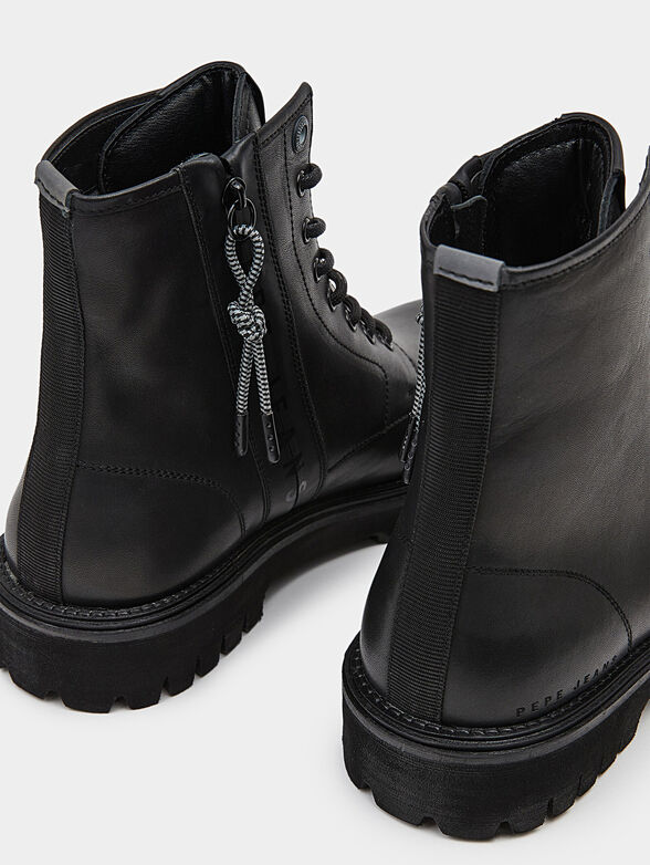 TRUCKER leather ankle boots with laces - 3