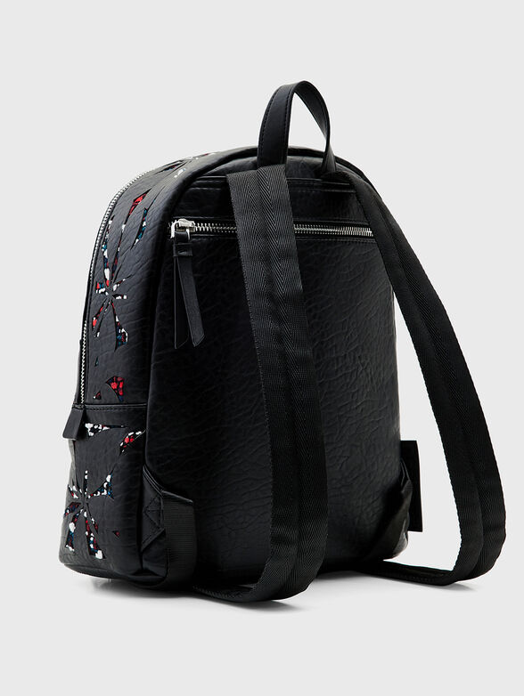 Black backpack with floral motif - 2