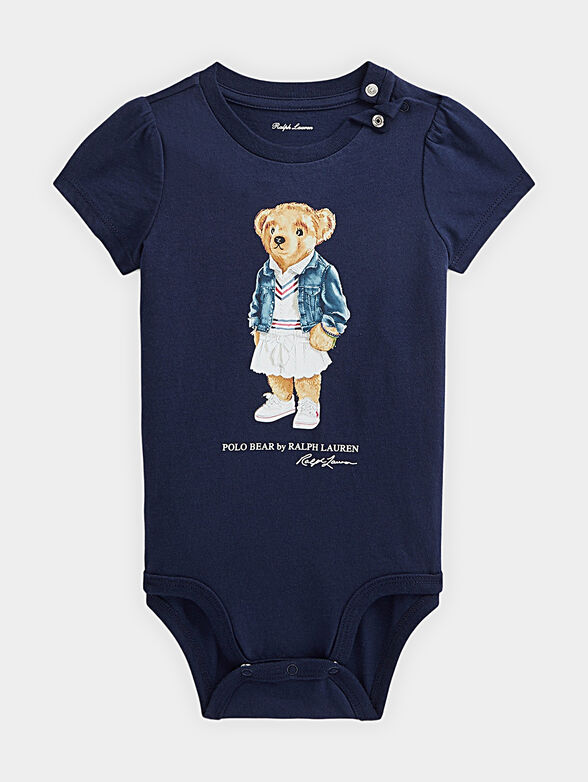 Navy blue bodysuit with Polo Bear print - 1