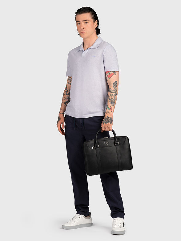 Pale blue polo-shirt with logo embroidery - 2