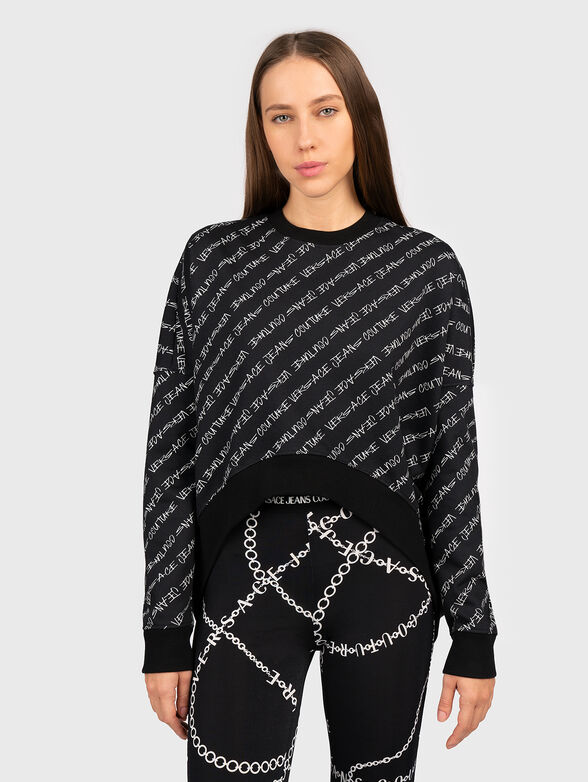 Black sweatshirt with monogram print - 1