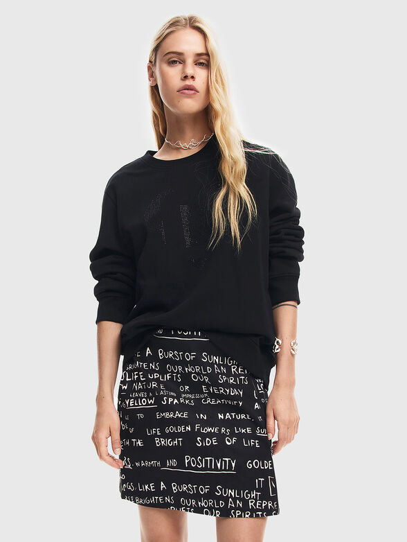 Black mini skirt with contrast print  - 1