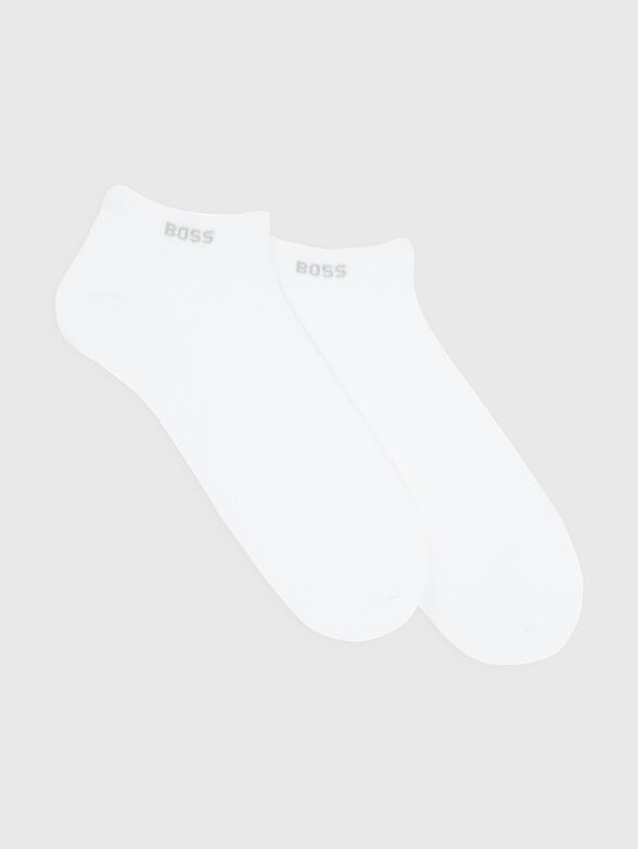 Two pairs of short black socks with logo detail - 1
