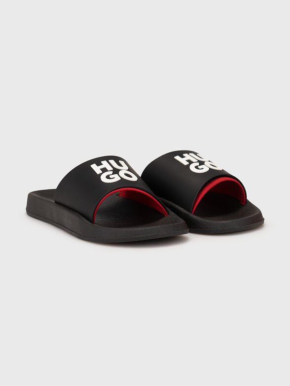 Black beach slides with logo detail - 2