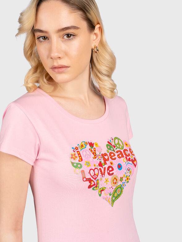 Pink T-shirt TSL065 with print - 5