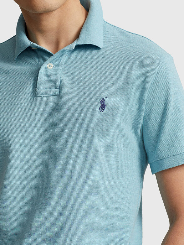 Light blue Polo-shirt with logo embroidery - 4