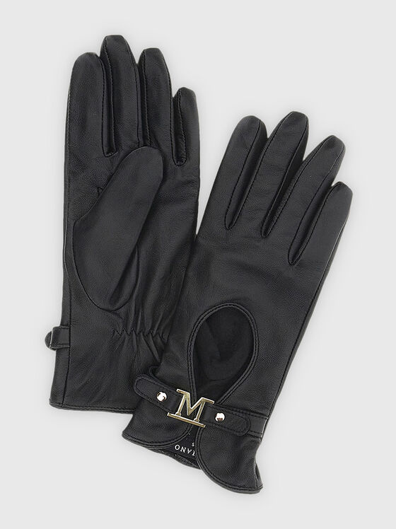 EVELIN leather gloves with logo detail - 1
