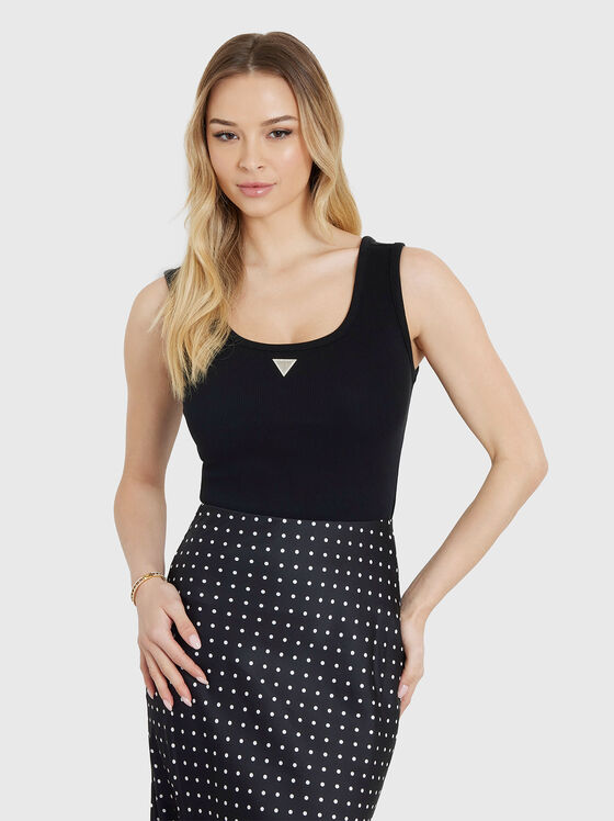Top din rips elastic cu logo detaliu - 1