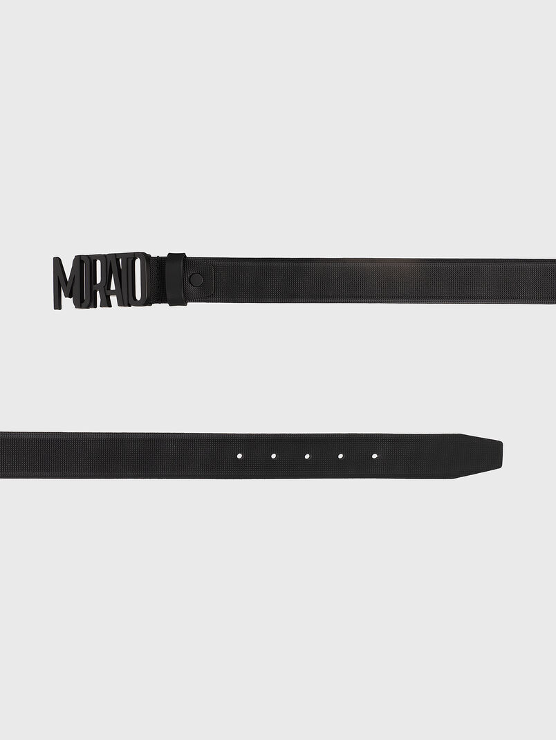 Leather belt with logo buckle  - 3