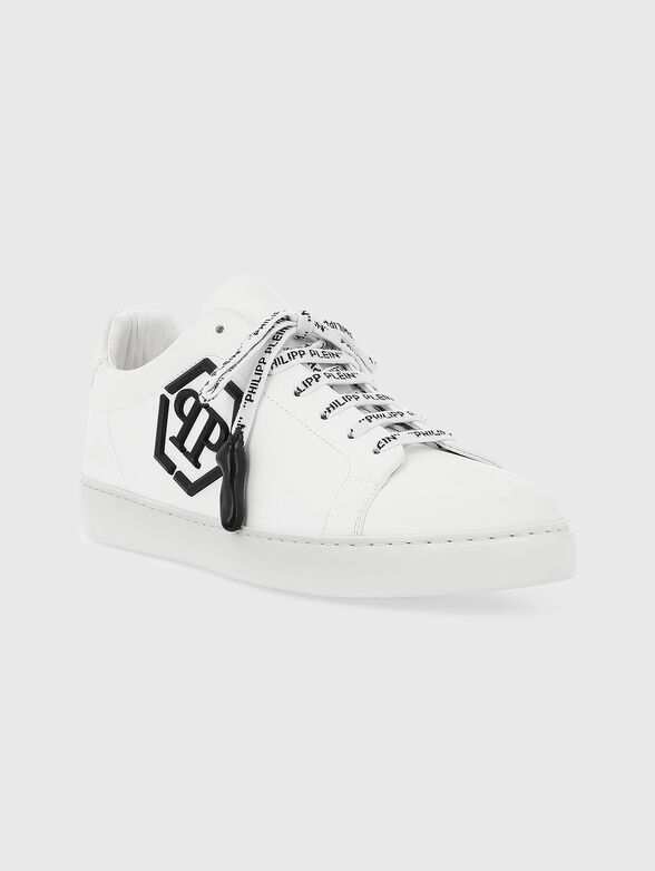 Logo accent sneakers in leather  - 2