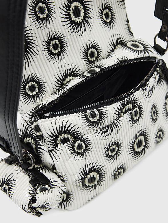 Dark blue crossbody bag with floral print - 4
