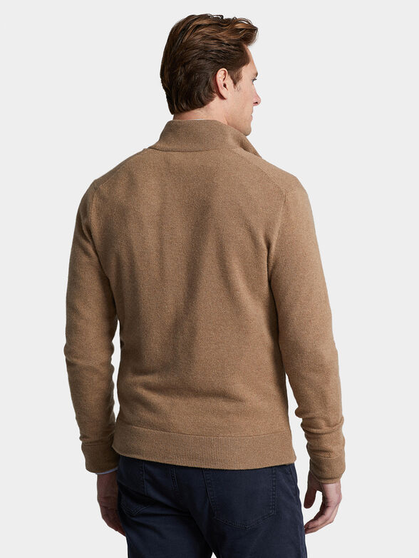 Brown merino wool cardigan with zip - 2