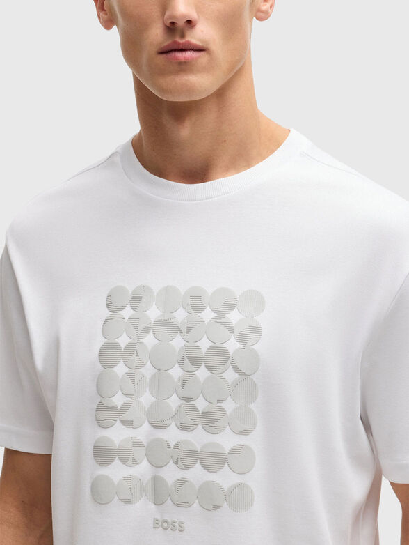 Cotton T-shirt with oval neckline and logo print - 4