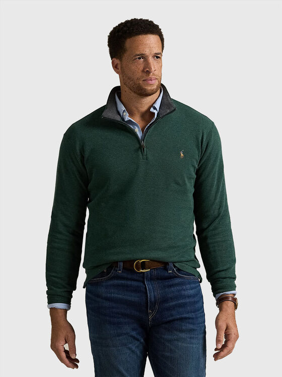 Pulover verde cu detaliu logo - 1