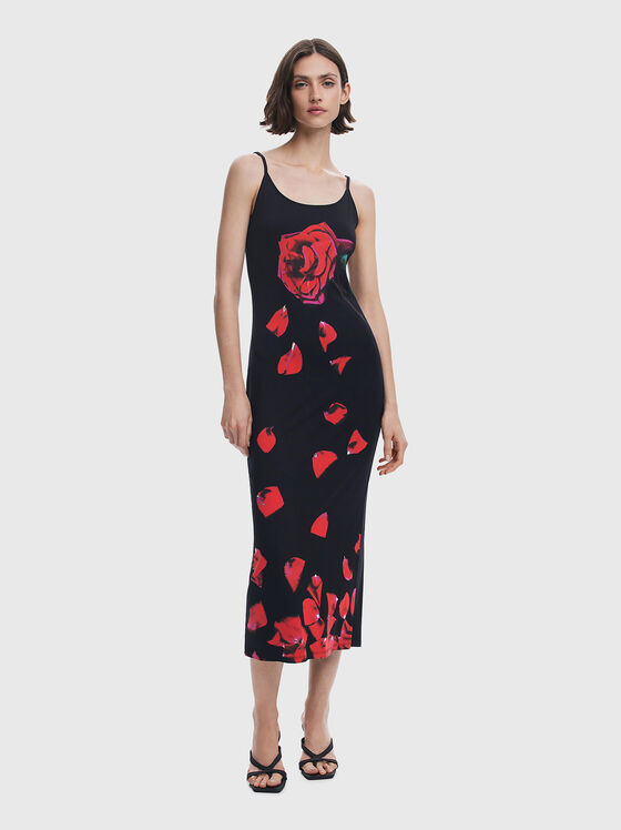Rochie midi cu motive florale - 1