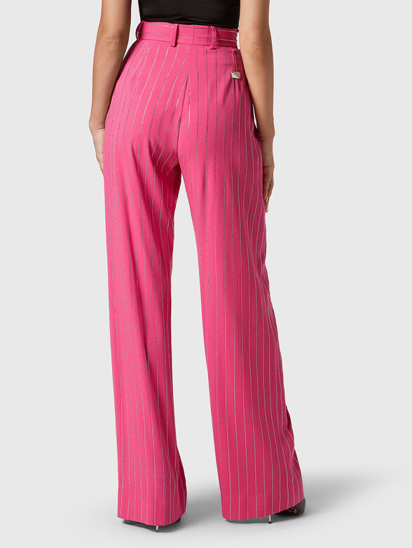 Trousers with rhinestone stripes in fuxia - 2