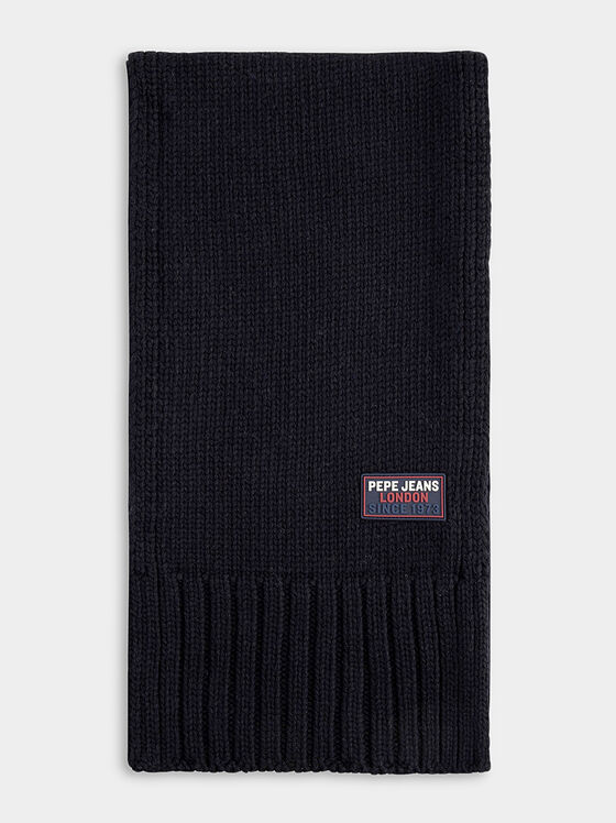 HAYES black scarf with rubberized logo detail - 1