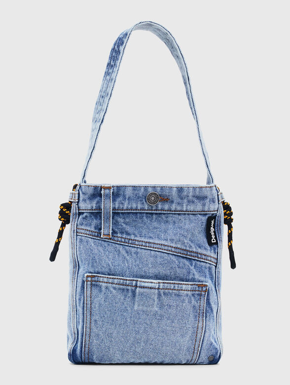Denim tote bag with accent pockets - 1