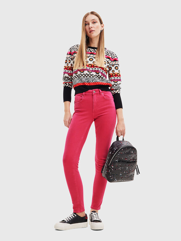 Skinny jeans in fuxia color - 4