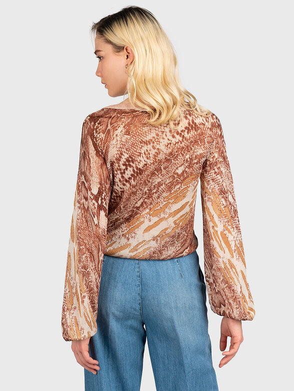 V-neck blouse with snake print - 3