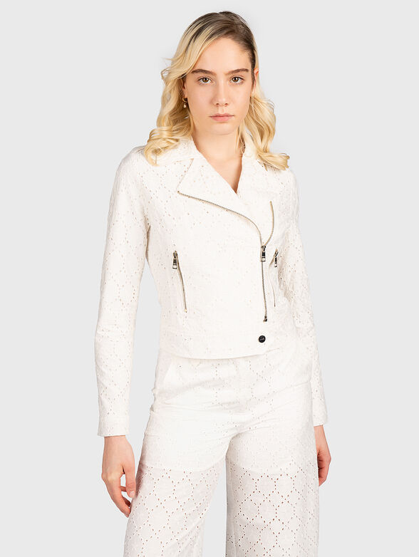 White cotton jacket with English embroidery - 1