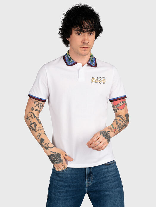 White polo-shirt CADILLAC with contrasting collar