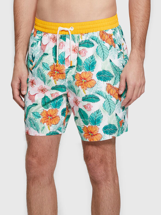 Pantaloni scurți de plajă cu imprimeu floral - 1