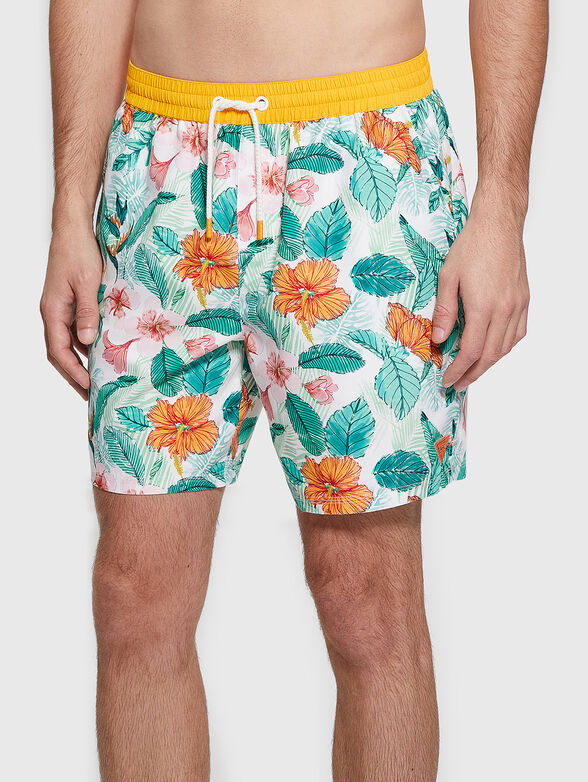 Beach shorts with floral print - 1