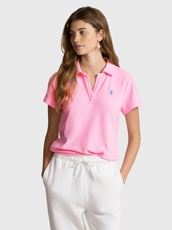 Tricou polo roz cu pluș - 1