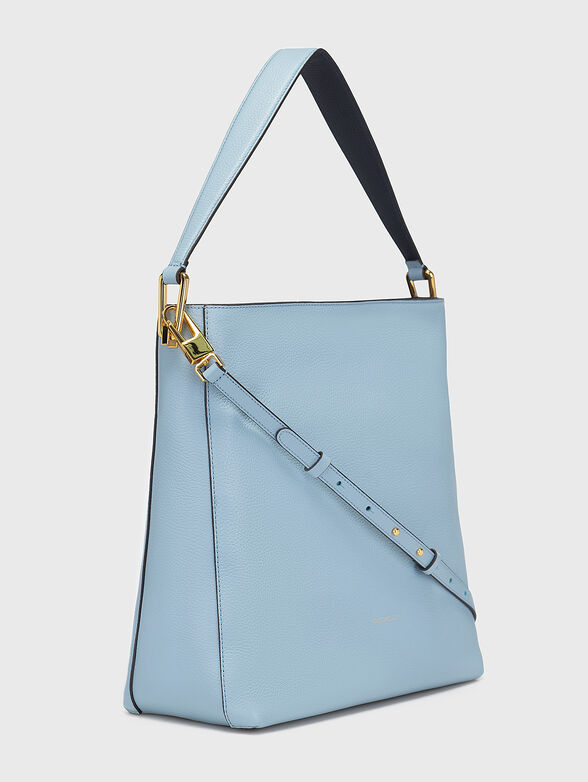 Blue leather bag with metal accents - 5