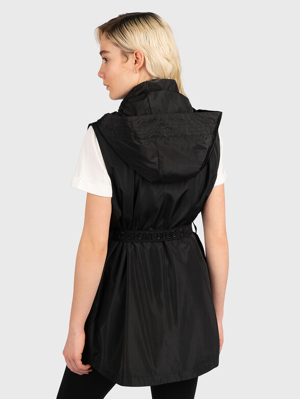 Black hooded vest with belt - 3