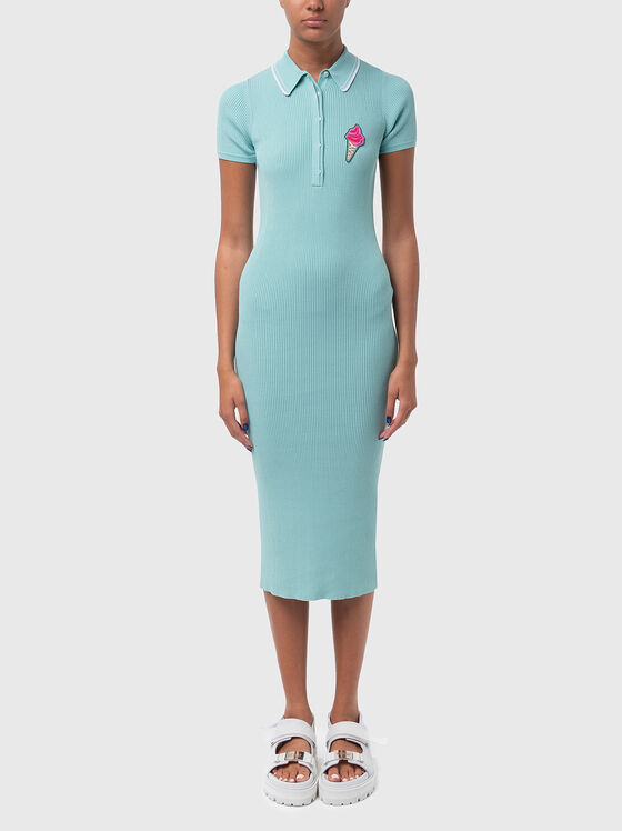 Rochie tricotată cu petice de accent - 1