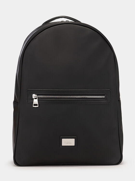 Black backpack with metal logo detail - 1
