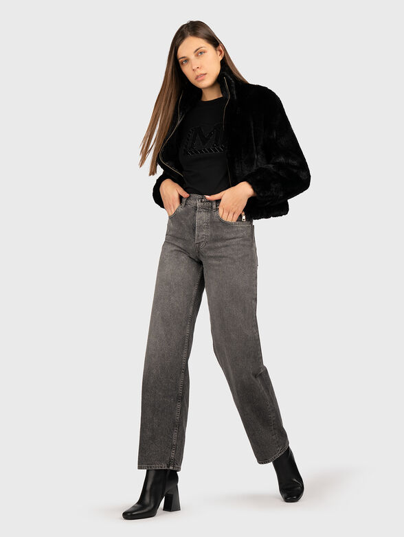 Black short coat with soft texture - 2