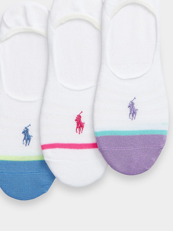 Set of three pairs of white socks with colorful accents - 2