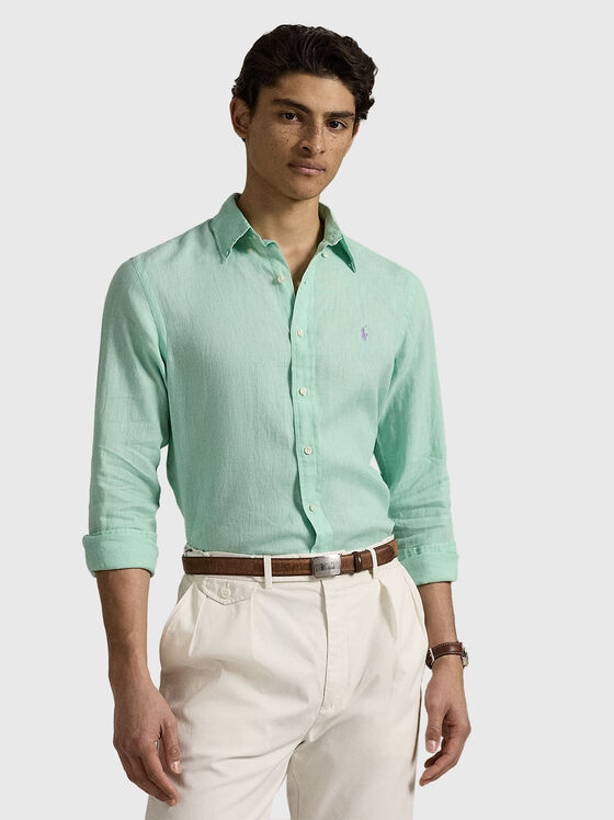Cămașă slim fit cu mânecă lungă din in - 1