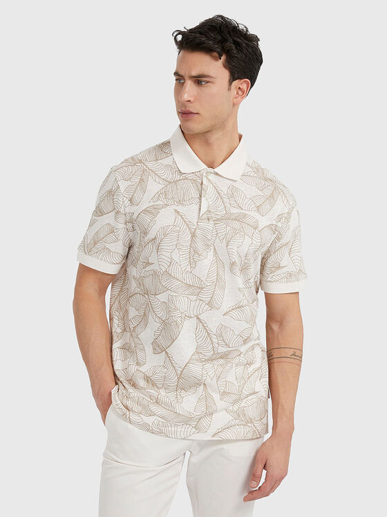 Tricou polo cu imprimeu floral bej LEAVES - 1