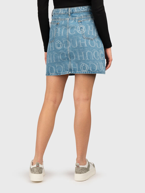 Denim mini skirt with logo print - 2