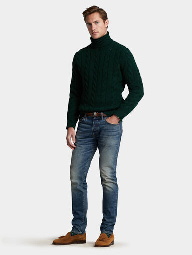 Dark green sweater with turtleneck collar - 5