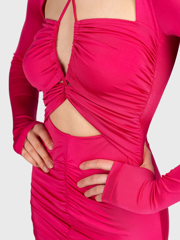 Dress in fuxia with long sleeves and laces - 4