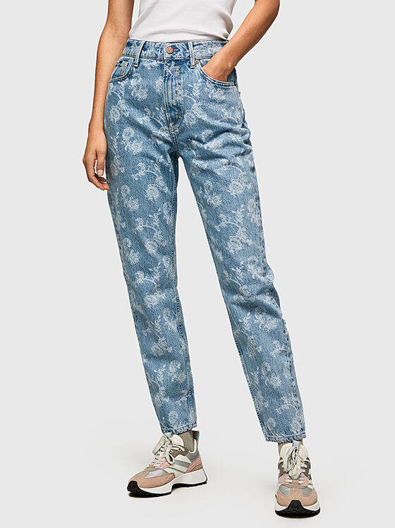VIOLET blue jeans with floral motifs - 1