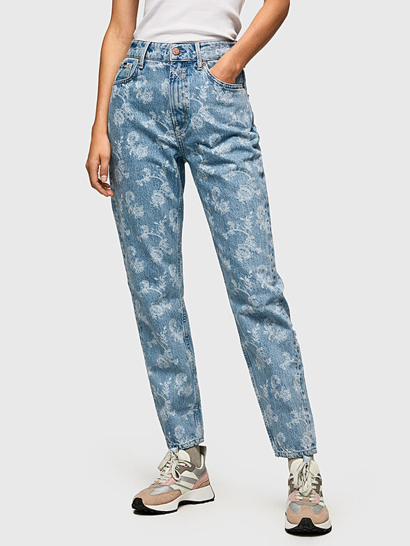 VIOLET blue jeans with floral motifs - 1