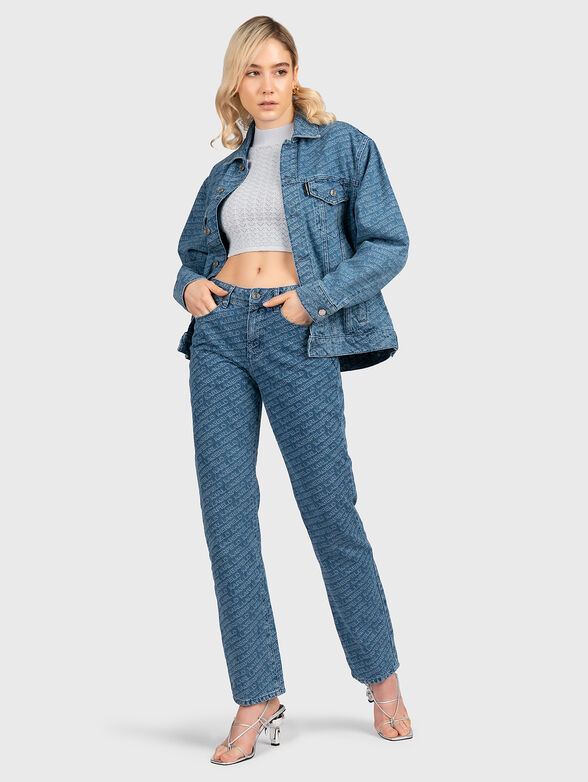 Denim jacket with monogram logo print - 2