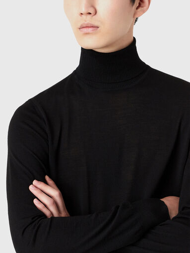 Wool sweater with polo collar - 4