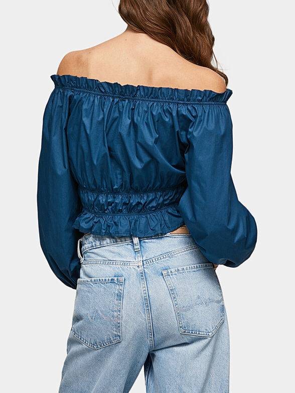 BLANCHE blue blouse with dropped shoulder - 3