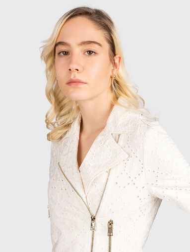 White cotton jacket with English embroidery - 5